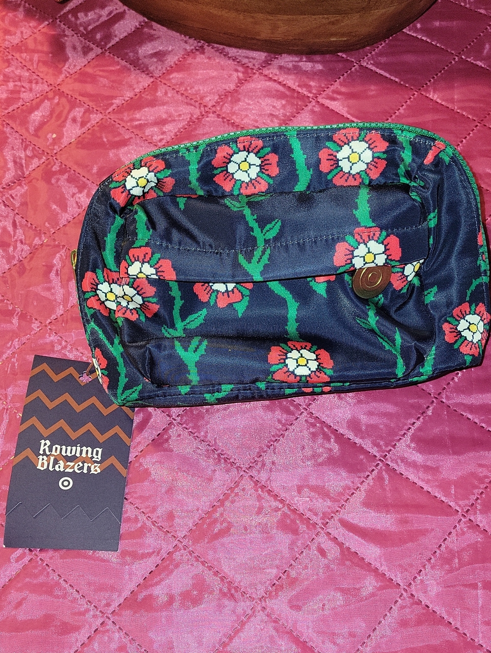 Rowing Blazers Navy Floral Fanny Pack with Red Flowers